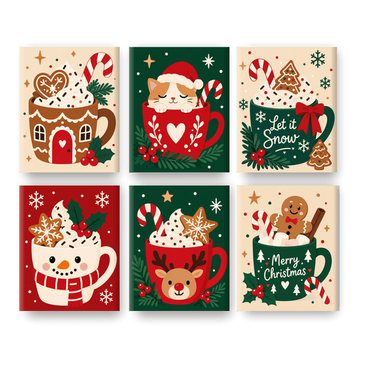 6 Mini Paintings | Feestelijke Drankjes Set - Schilder Op Nummers