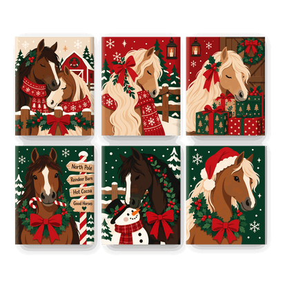 6 Mini Paintings | Kerst Paarden Set - Schilder Op Nummers