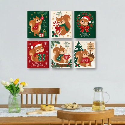 6 Mini Paintings | Kerst Eekhoorn Set