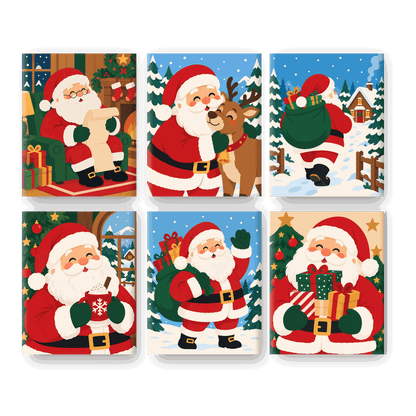 6 Mini Paintings | Vrolijke Kerstman Set - Schilder Op Nummers