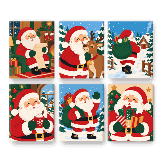 6 Mini Paintings | Vrolijke Kerstman Set - Schilder Op Nummers