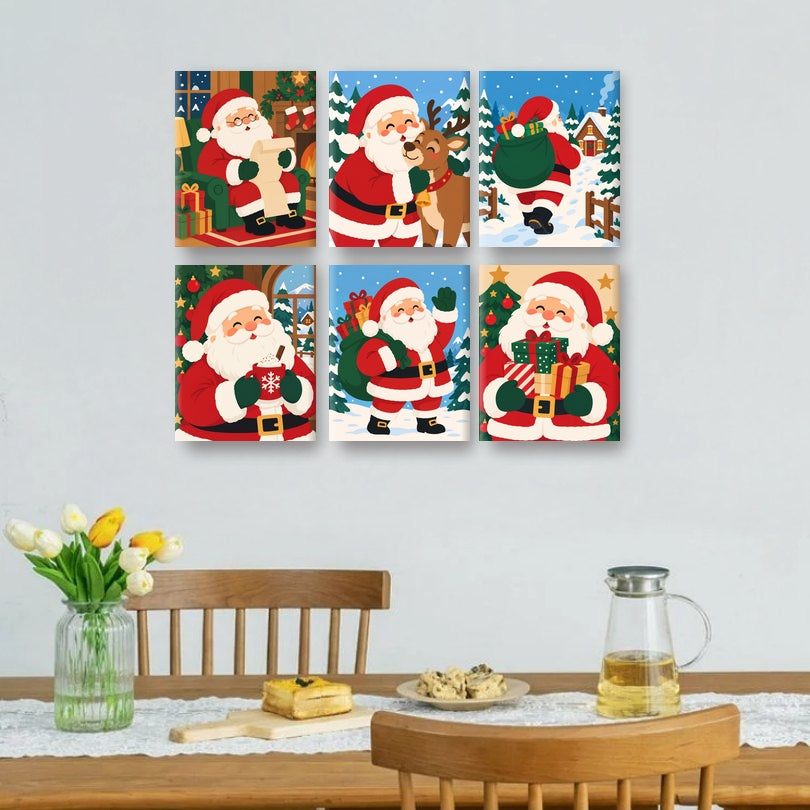 6 Mini Paintings | Vrolijke Kerstman Set