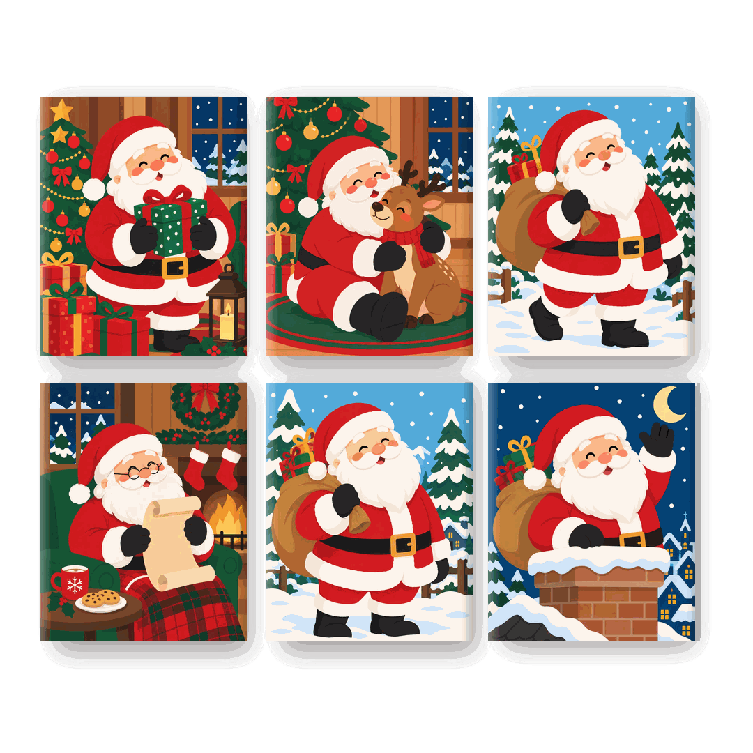6 Mini Paintings | Gezellige Kerstman Set - Schilder Op Nummers