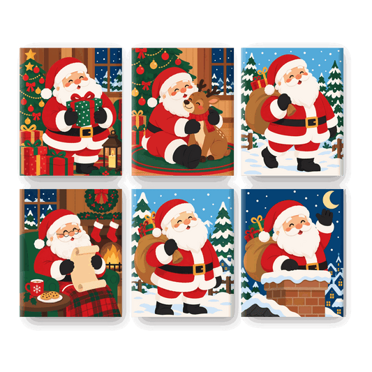 6 Mini Paintings | Gezellige Kerstman Set - Schilder Op Nummers
