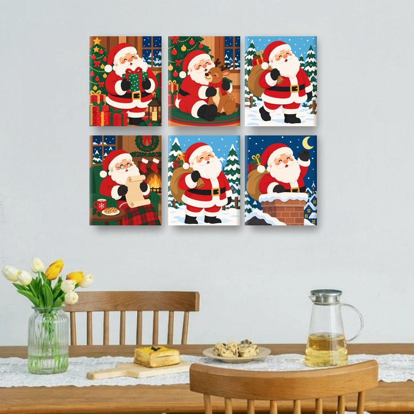 6 Mini Paintings | Gezellige Kerstman Set