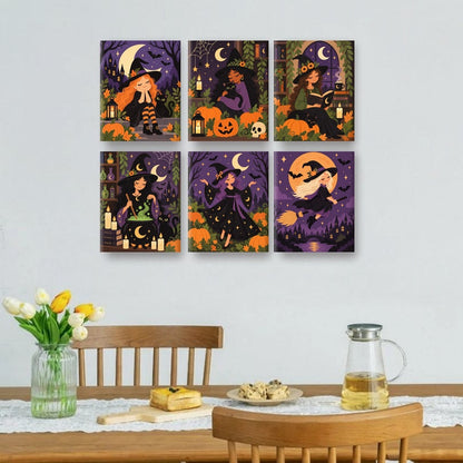 6 Mini Paintings | Halloween Heksen Set