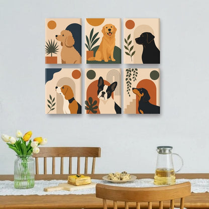 6 Mini Paintings | Moderne Honden Kunst Set
