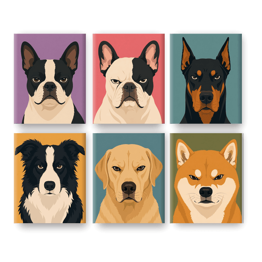 6 Mini Paintings | Boze Honden Set - Schilder Op Nummers