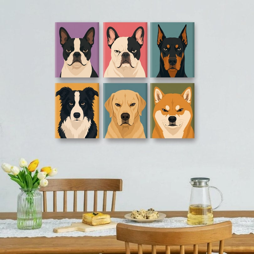 6 Mini Paintings | Boze Honden Set