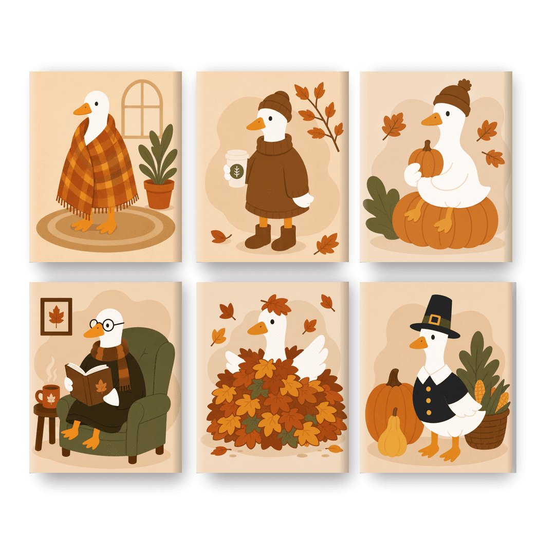 6 Mini Paintings | Herfst Gans Set - Schilder Op Nummers