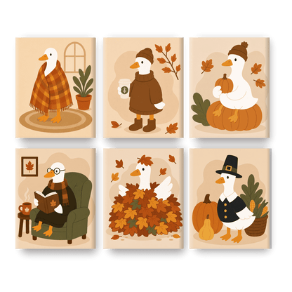 6 Mini Paintings | Herfst Gans Set - Schilder Op Nummers