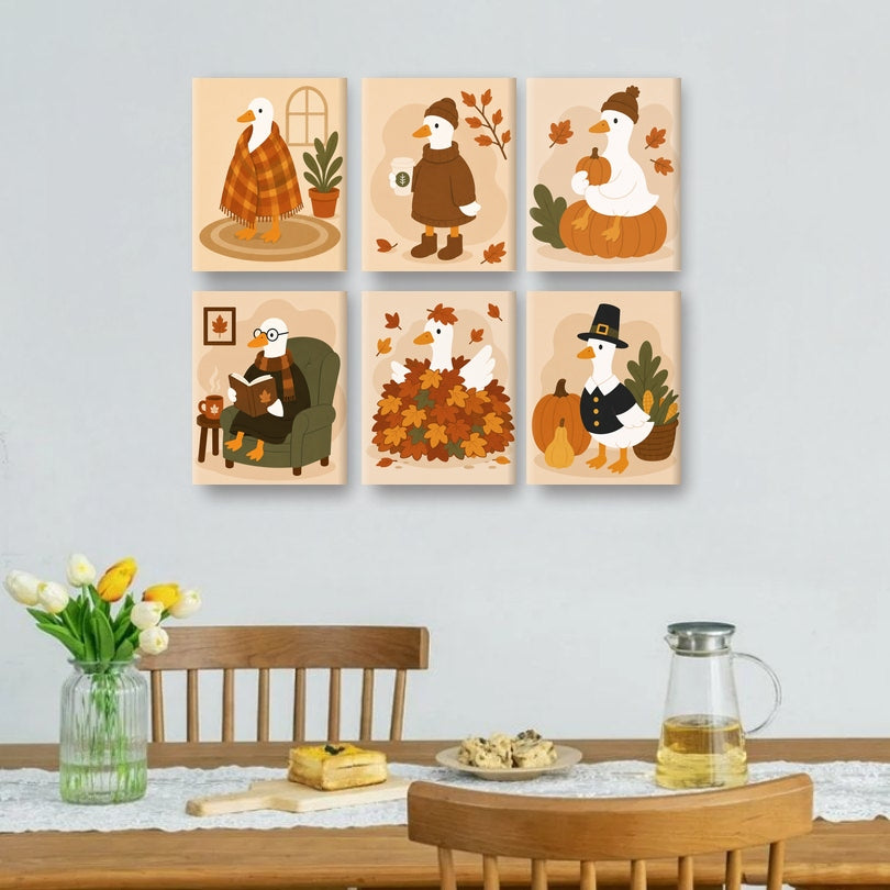 6 Mini Paintings | Herfst Gans Set