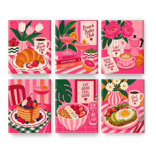 6 Mini Paintings - Pink Café Set