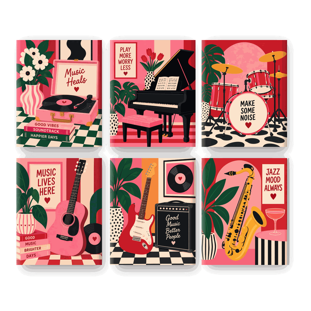 6 Mini Paintings | Good Vibes Muziek Set