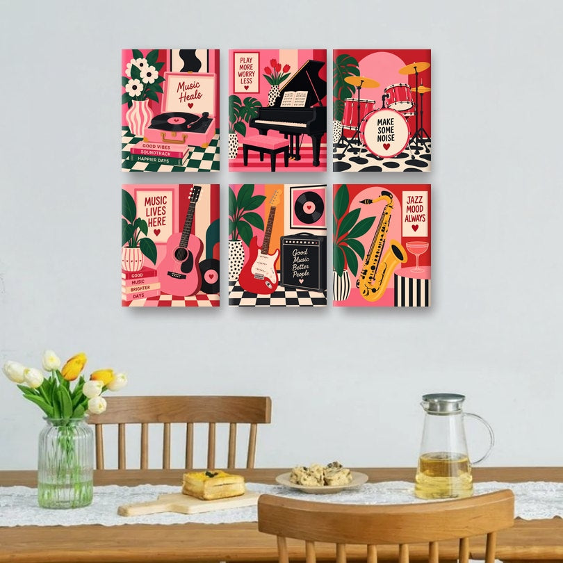 6 Mini Paintings | Good Vibes Muziek Set