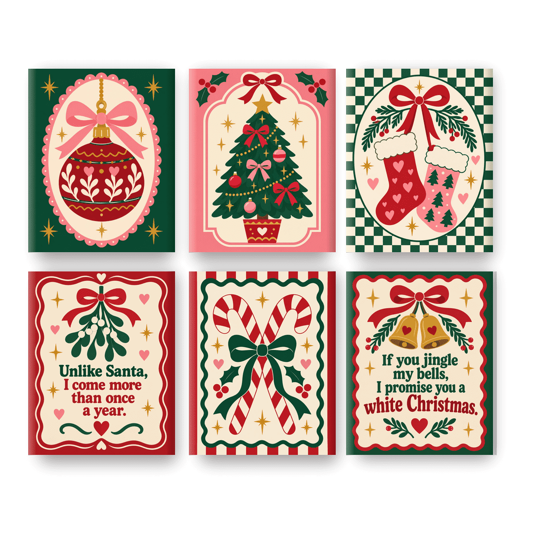 6 Mini Paintings | Coquette Kerst Set
