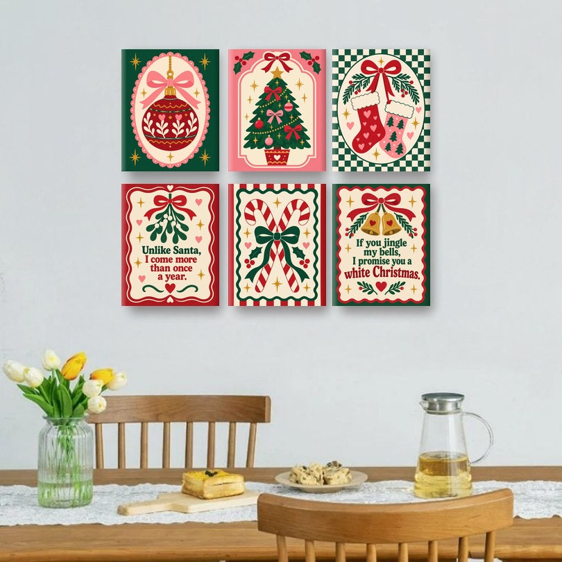6 Mini Paintings | Coquette Kerst Set