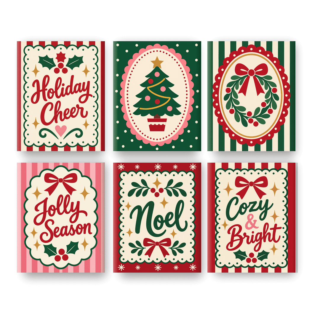 6 Mini Paintings | Klassieke Kerst Cameeën Set