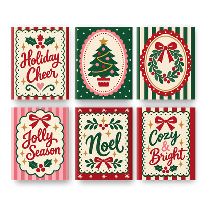 6 Mini Paintings | Klassieke Kerst Cameeën Set