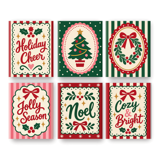 6 Mini Paintings | Klassieke Kerst Cameeën Set