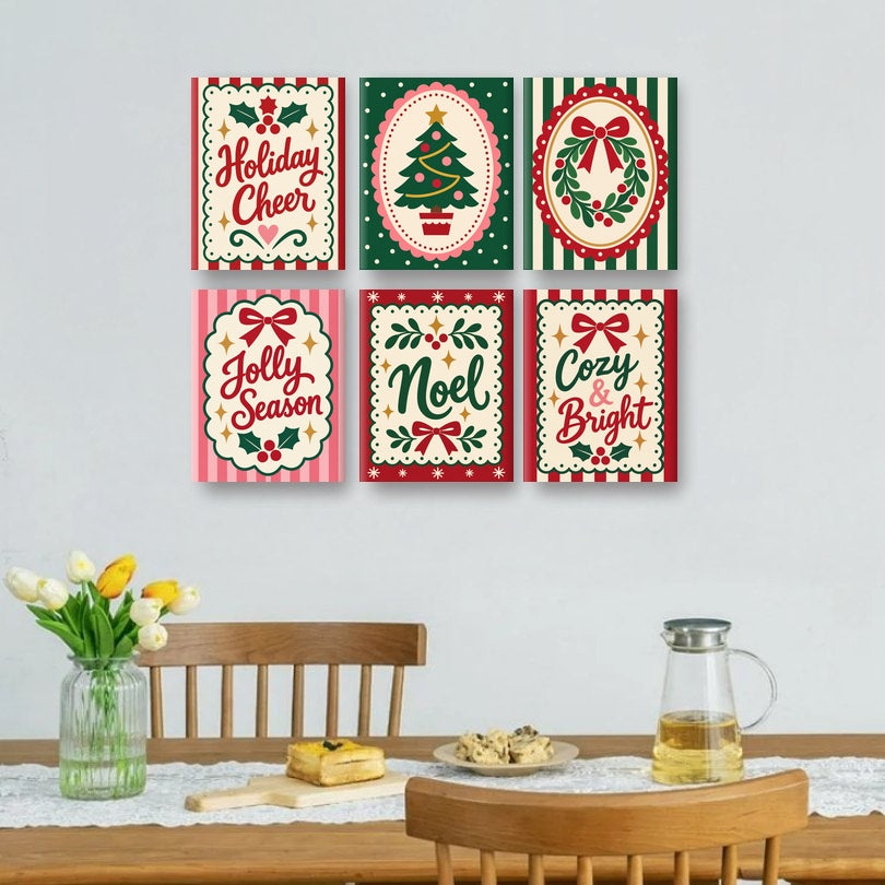 6 Mini Paintings | Klassieke Kerst Cameeën Set