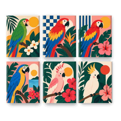 6 Mini Paintings | Tropische Ara Set