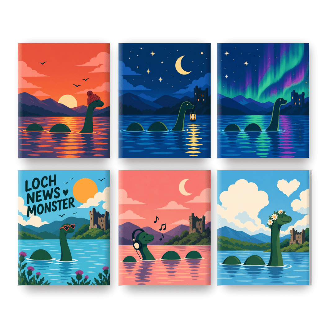 6 Mini Paintings | Loch Ness Nachten Set