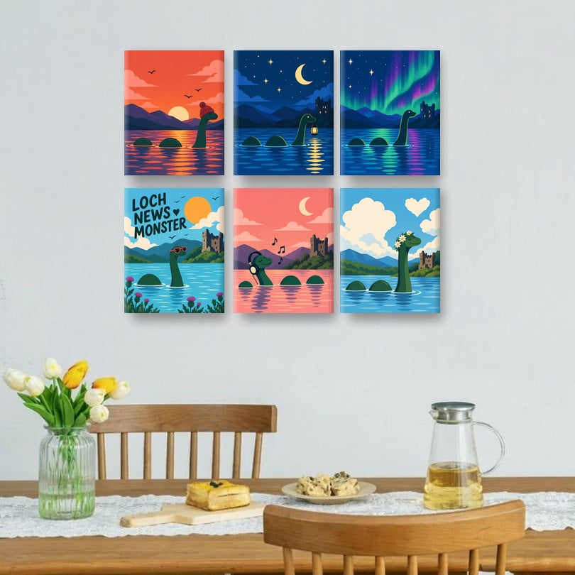 6 Mini Paintings | Loch Ness Nachten Set
