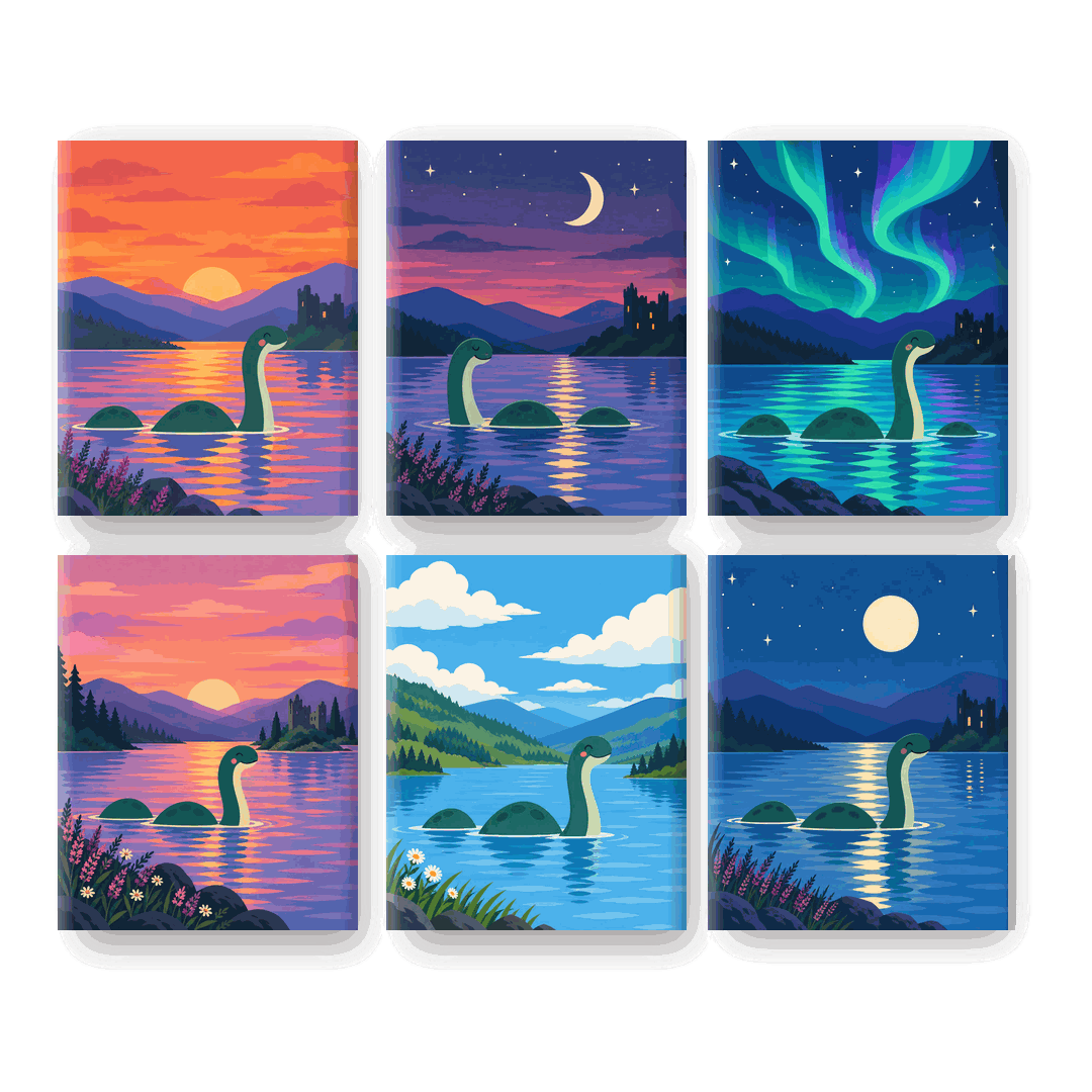 6 Mini Paintings | Schattige Nessie Set