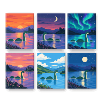 6 Mini Paintings | Schattige Nessie Set
