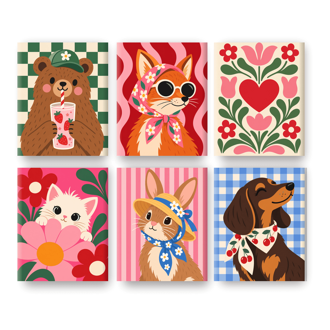 6 Mini Paintings | Trendy Dieren Set