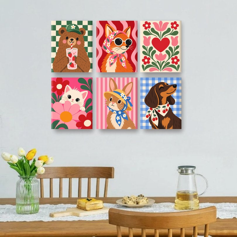 6 Mini Paintings | Trendy Dieren Set