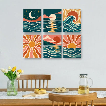 6 Mini Paintings | Retro Oceaangolven Set