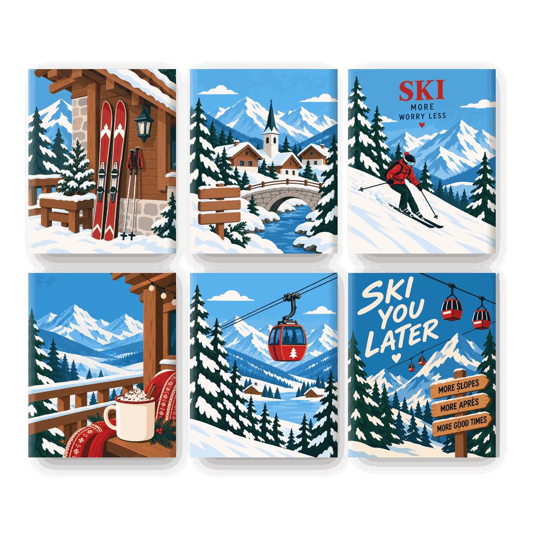 6 Mini Paintings | Winter Chalet Set