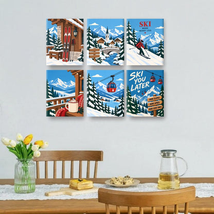 6 Mini Paintings | Winter Chalet Set