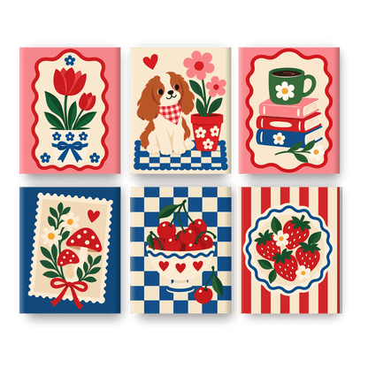 6 Mini Paintings | Schattige Postzegel Kunst Set