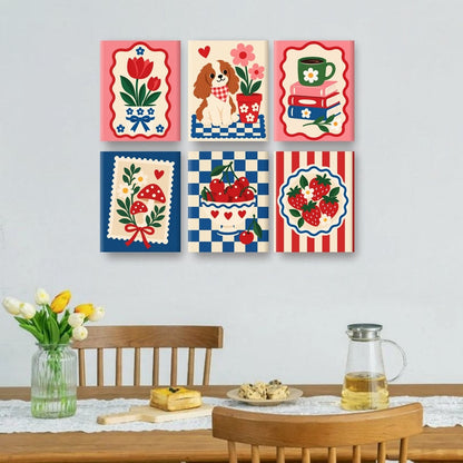 6 Mini Paintings | Schattige Postzegel Kunst Set