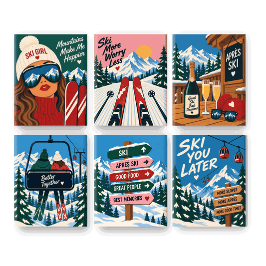 6 Mini Paintings - Après-ski Quotes Set