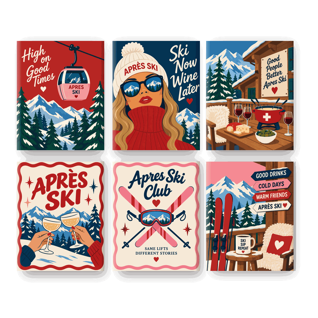 6 Mini Paintings - Après-Ski Girls Set