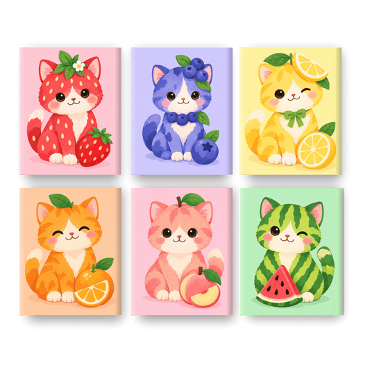 6 Mini Paintings | Fruitige Kittens Set