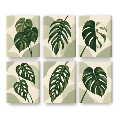 6 Mini Paintings | Monstera Blad Set