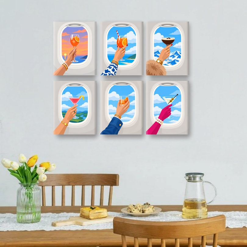 6 Mini Paintings | Sky High Sips Set