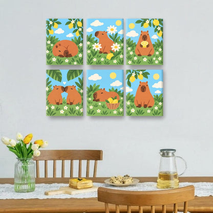 6 Mini Paintings | Zonnige Capybara Dagen Set