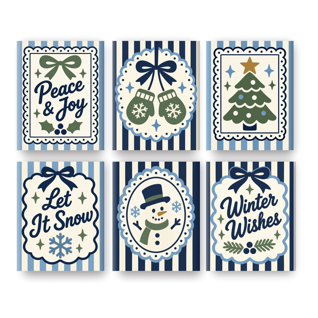 6 Mini Paintings | Kerst Wensen Set