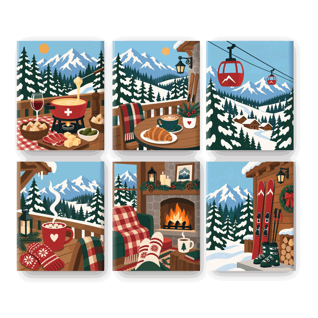 6 Mini Paintings | Alpine Fondue Set