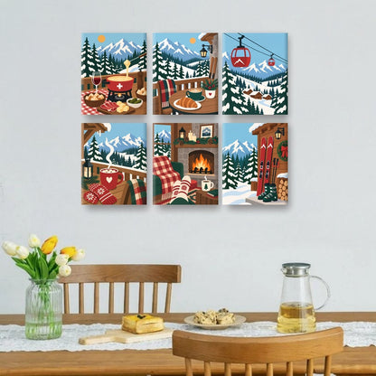 6 Mini Paintings | Alpine Fondue Set