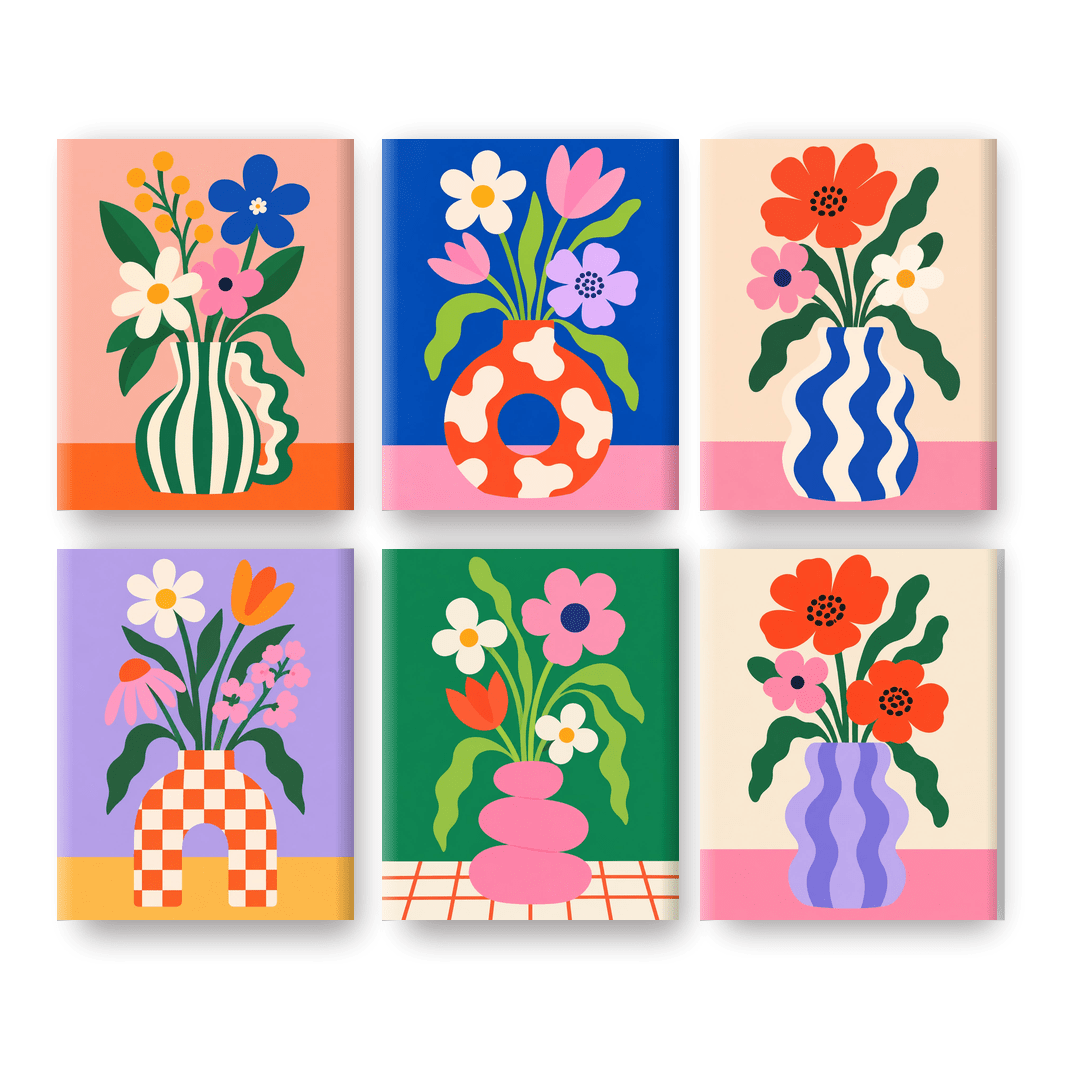 6 Mini Paintings | Gedurfde Bloesems Set