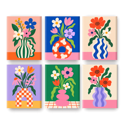 6 Mini Paintings | Gedurfde Bloesems Set