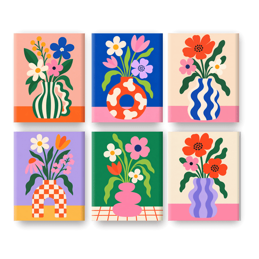 6 Mini Paintings | Gedurfde Bloesems Set
