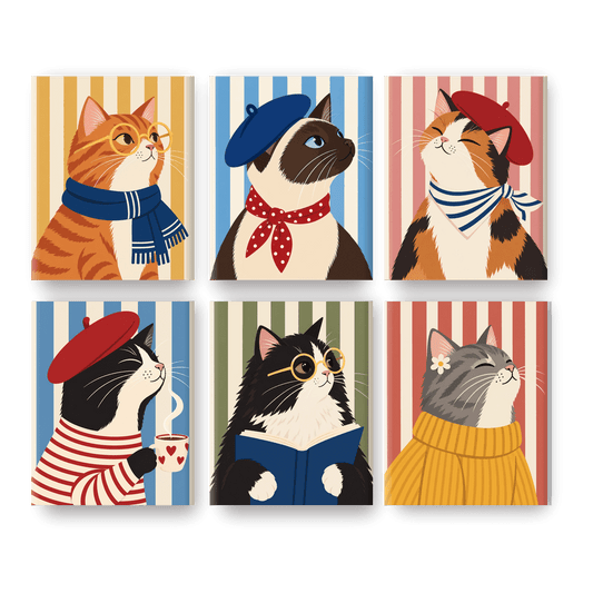 6 Mini Paintings | Parijse Kat Set
